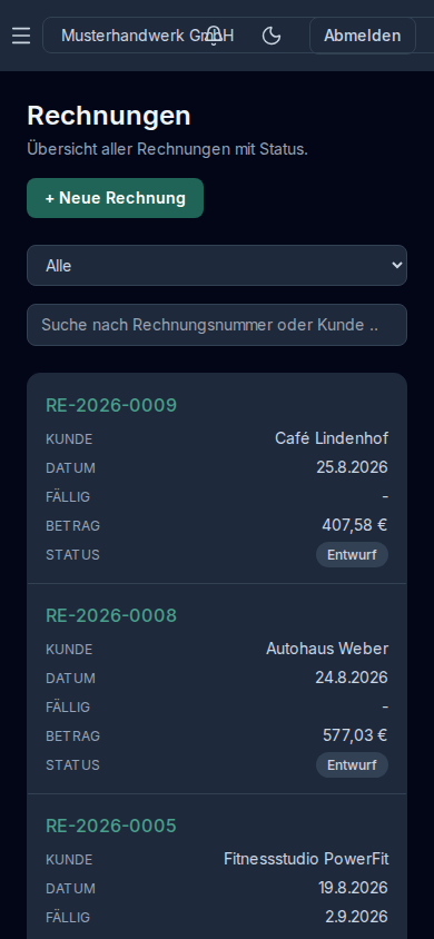 Mobile Ansicht