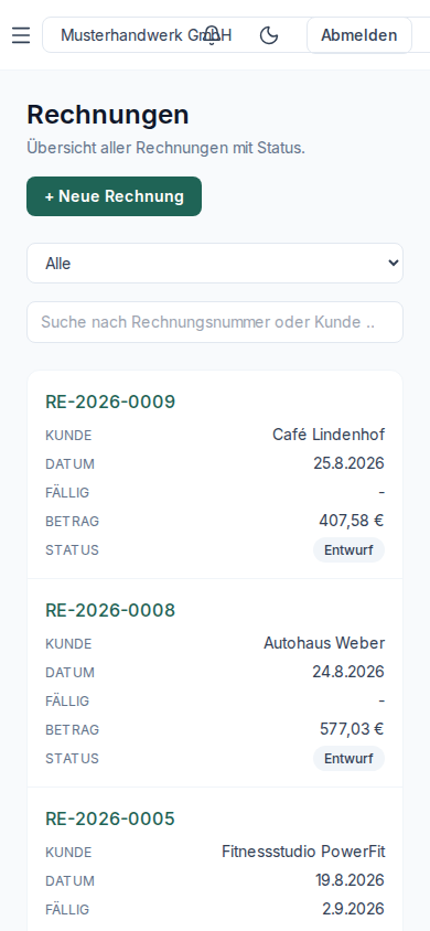 Mobile Ansicht